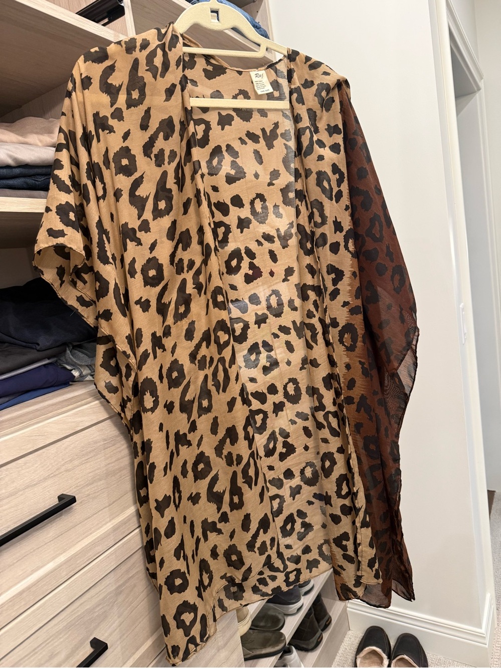 Raj Leopard-Print Cotton Kimono in Tan and Brown - Picture 3 of 6